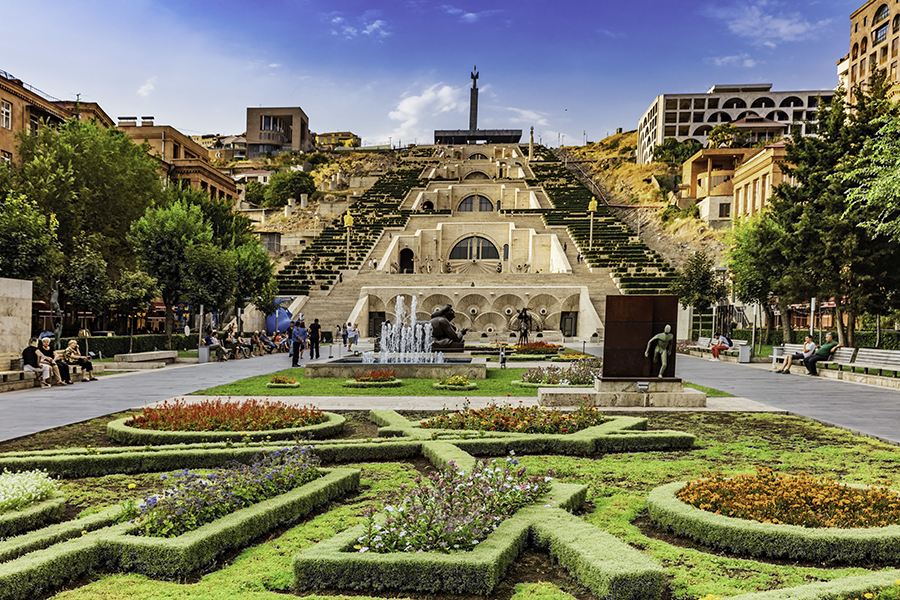 Yerevan , Armenia - August 16, 2019 : Cascade Complex monument landmark of Yerevan capital city of Armenia