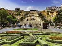 Yerevan , Armenia - August 16, 2019 : Cascade Complex monument landmark of Yerevan capital city of Armenia